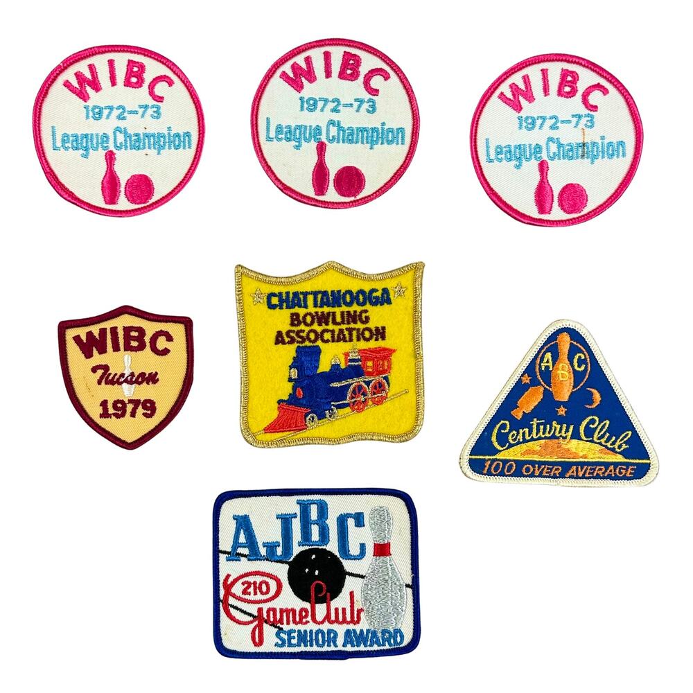 Bowling Patch Lot of 7 Vintage 1970s WIBC ABC AJBC League Champion Embroidered